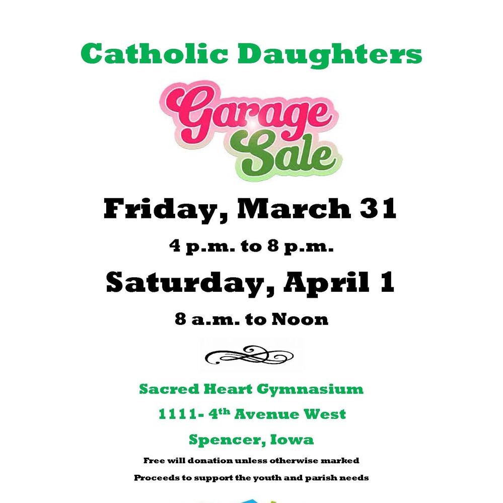 Spencer Sacred Heart Catholic Daughters Garage Sale Spencer, IA